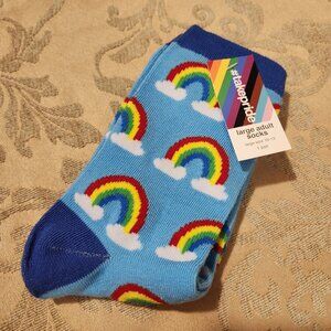 Rainbow clouds pride #takepride socks size large adult 10-13